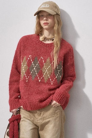 Floral Diamond Knit Sweater