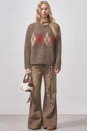 Floral Diamond Knit Sweater
