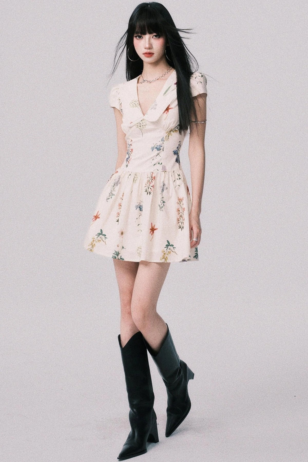 Floral Doll Neck Dress