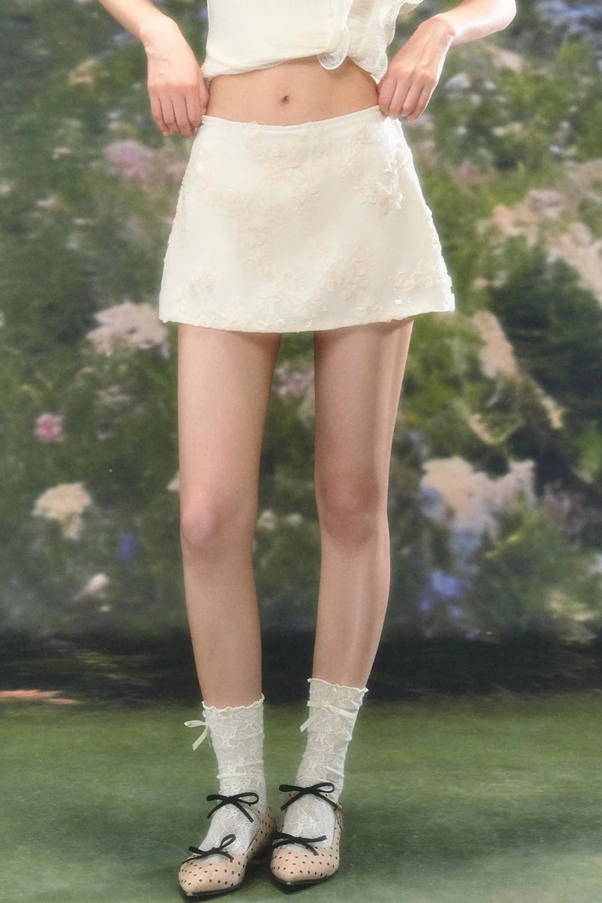 Floral Embroidered A-Line Skirt