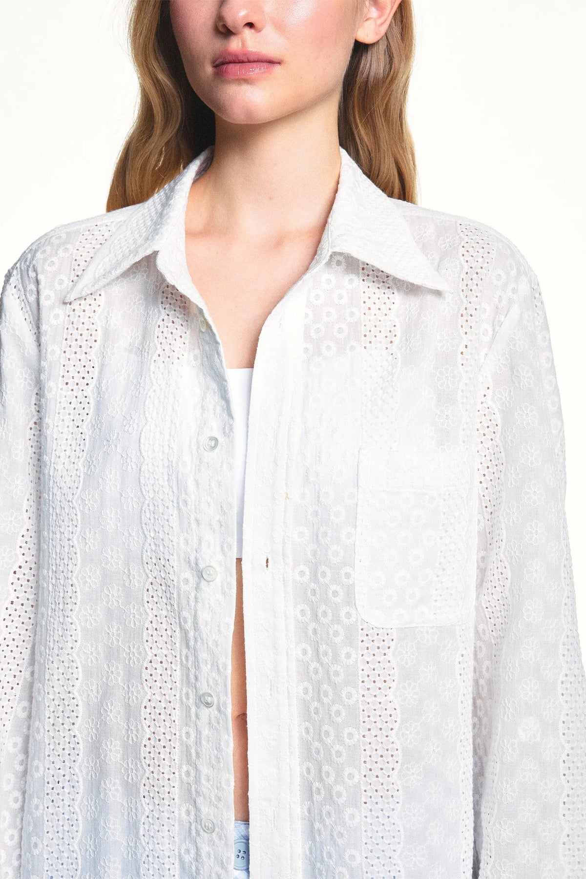 Floral Embroidered Cotton Shirt