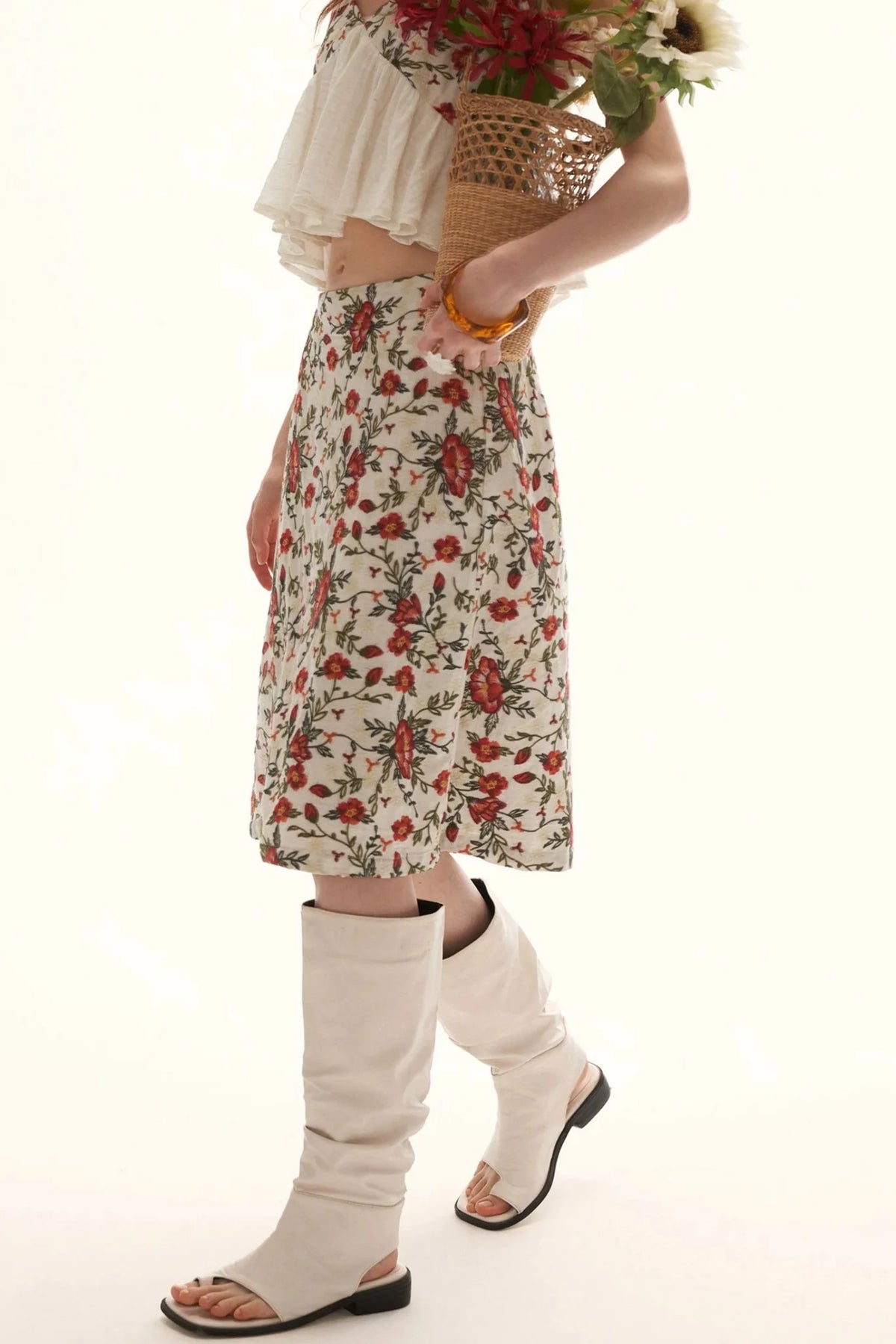 Floral Embroidered Ruffled Camisole Top Set-Up
