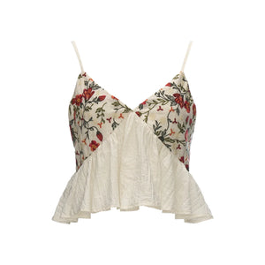Floral Embroidered Ruffled Camisole Top Set-Up
