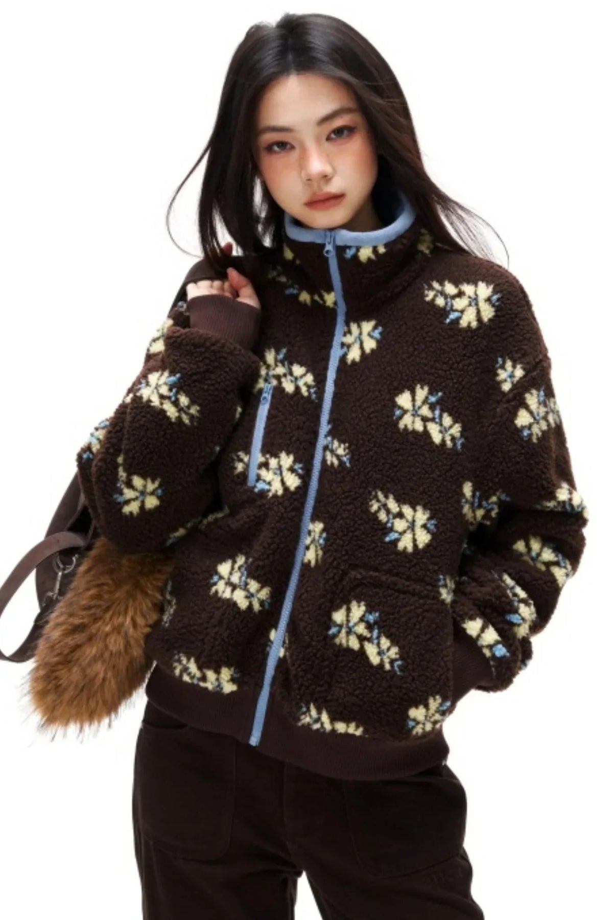 Floral Fair Isle Fleece Jacket