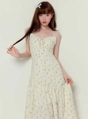 Floral Fishtail Suspender Long Dress Set-Up