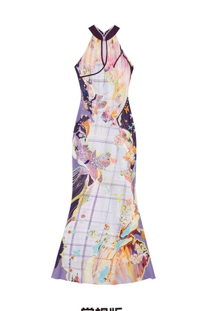 Floral Halter Cheongsam Dress