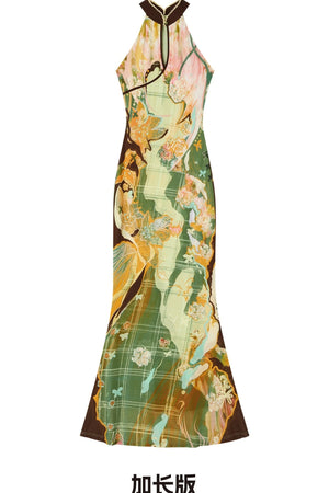 Floral Halter Cheongsam Dress