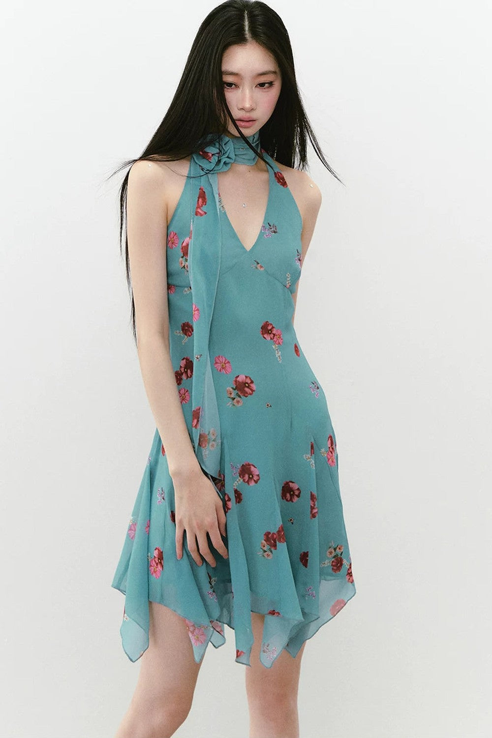 Floral Halter Neck Dress