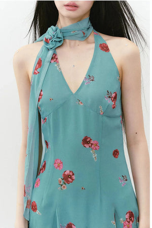 Floral Halter Neck Dress