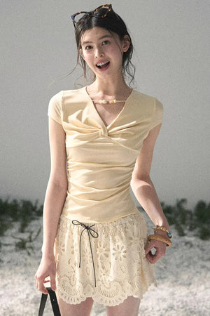 Floral Hollow-Out Puffy Skirt