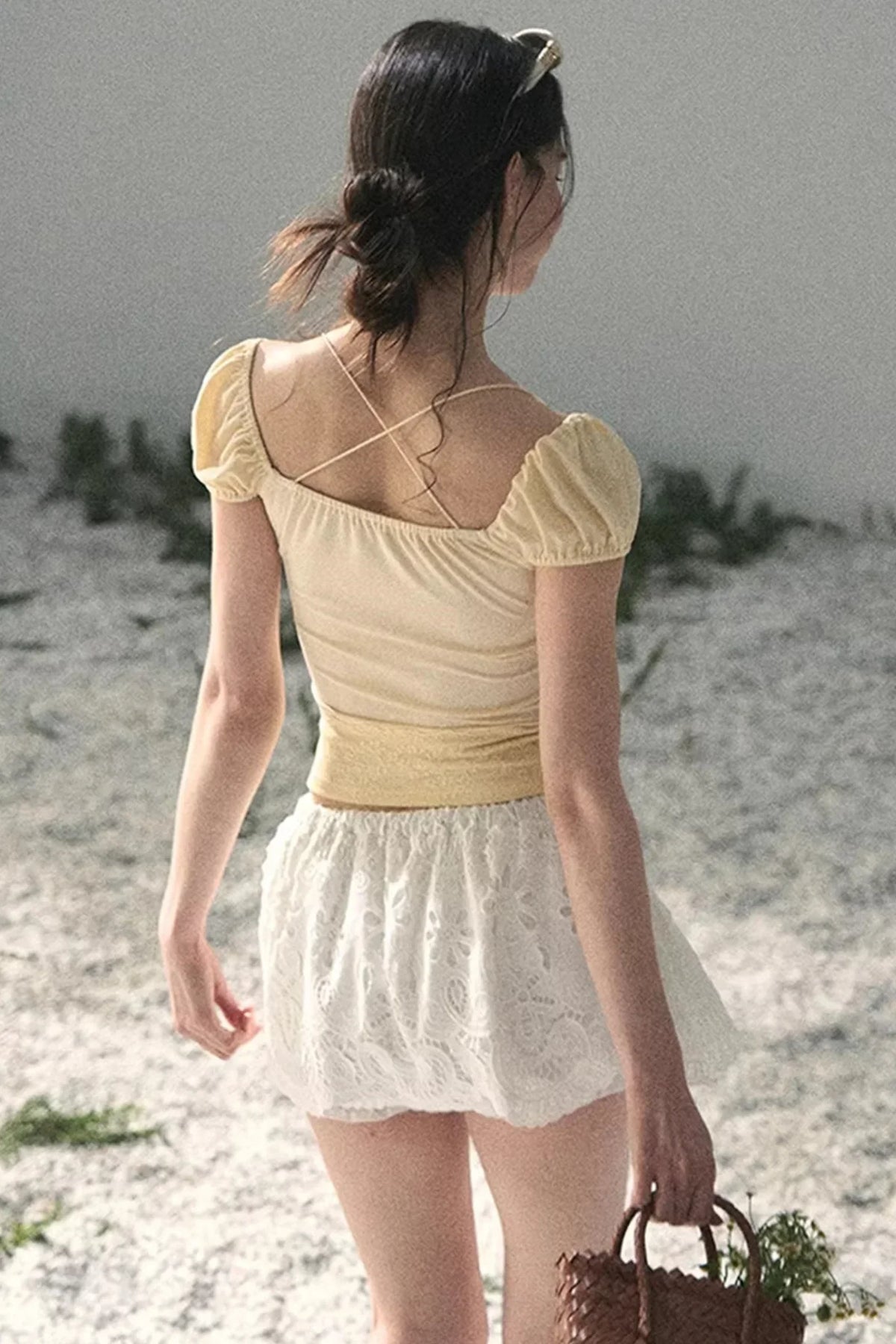 Floral Hollow-Out Puffy Skirt