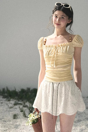 Floral Hollow-Out Puffy Skirt