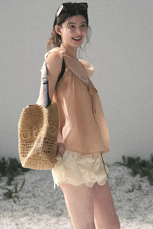 Floral Hollow-Out Puffy Skirt