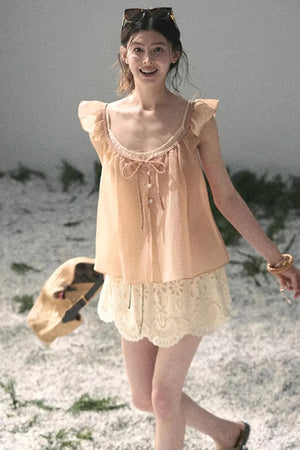 Floral Hollow-Out Puffy Skirt