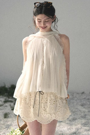 Floral Hollow-Out Puffy Skirt