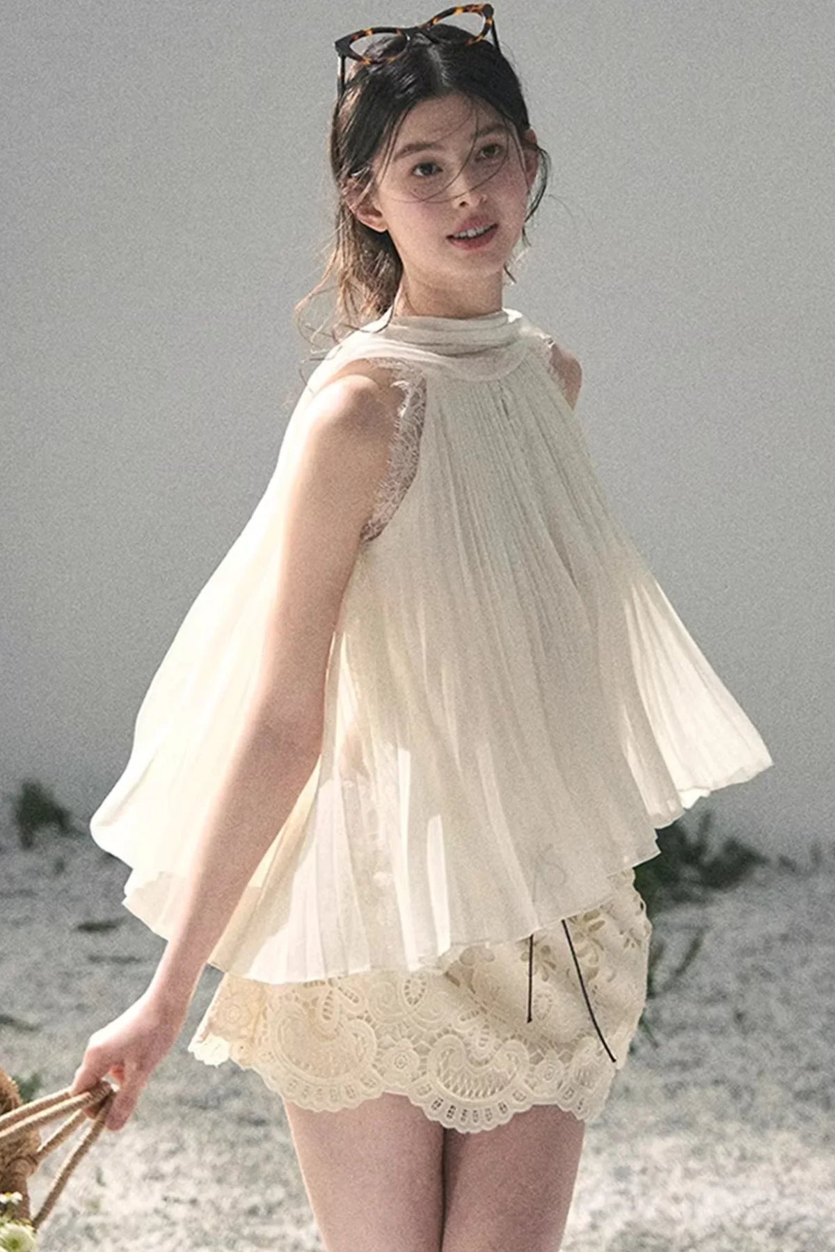 Floral Hollow-Out Puffy Skirt