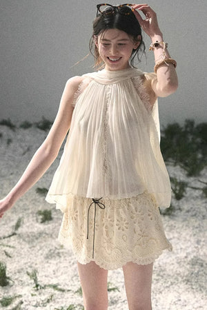 Floral Hollow-Out Puffy Skirt
