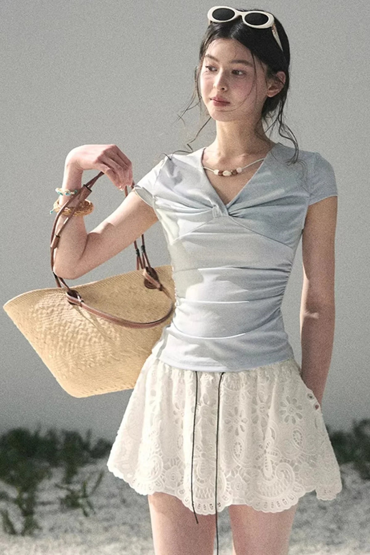 Floral Hollow-Out Puffy Skirt