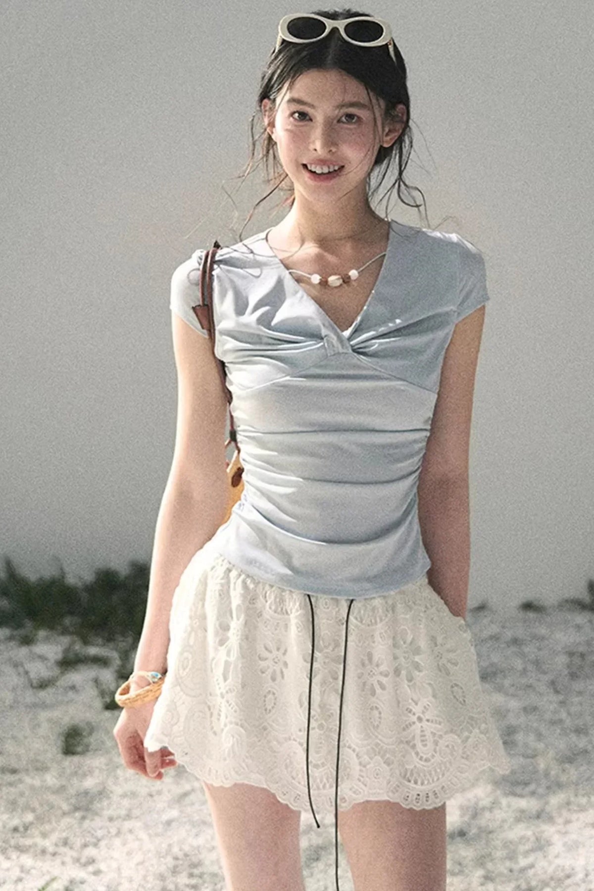 Floral Hollow-Out Puffy Skirt