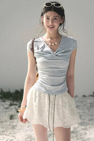 Floral Hollow-Out Puffy Skirt