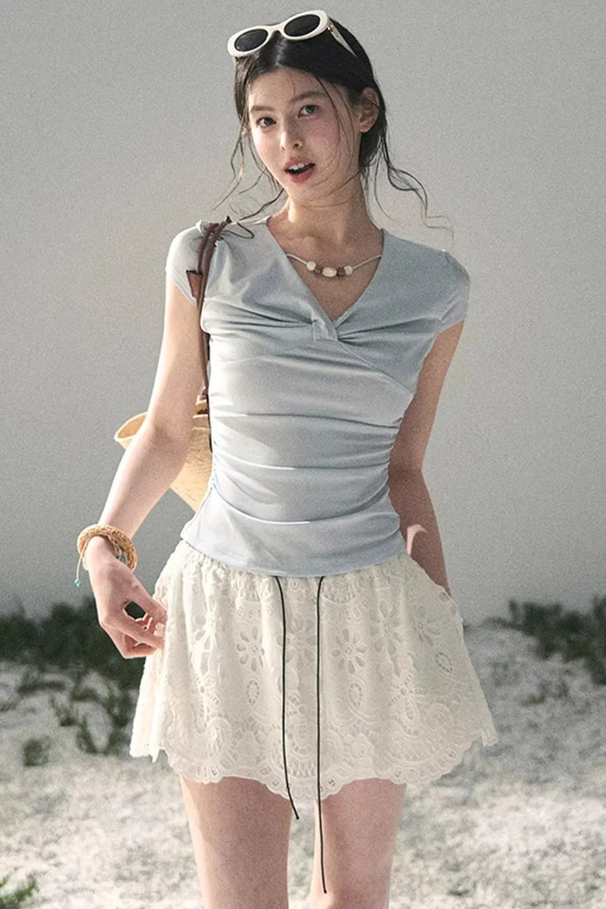 Floral Hollow-Out Puffy Skirt