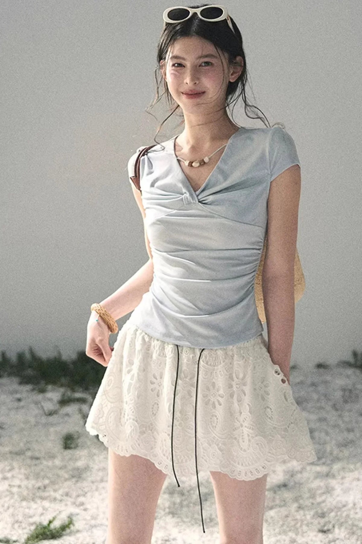 Floral Hollow-Out Puffy Skirt