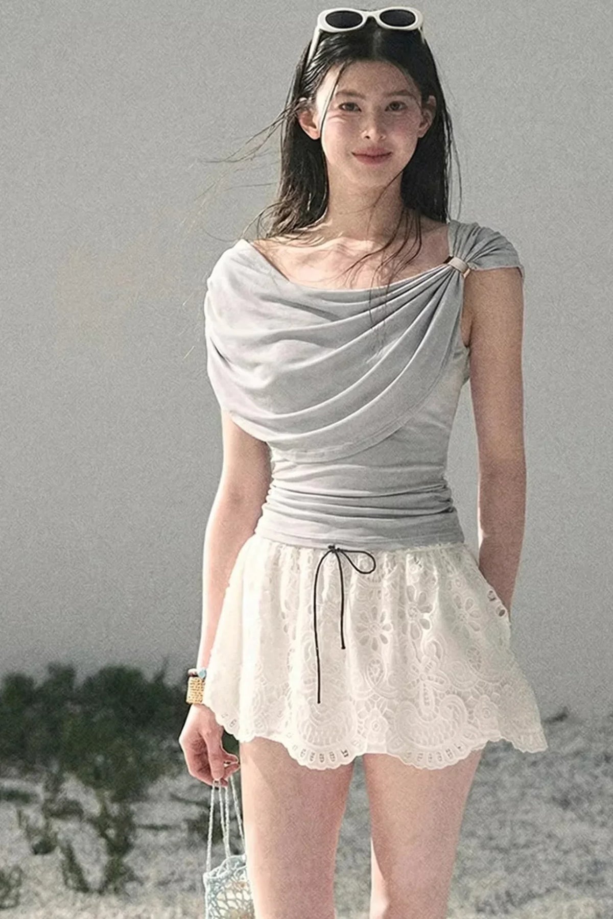 Floral Hollow-Out Puffy Skirt