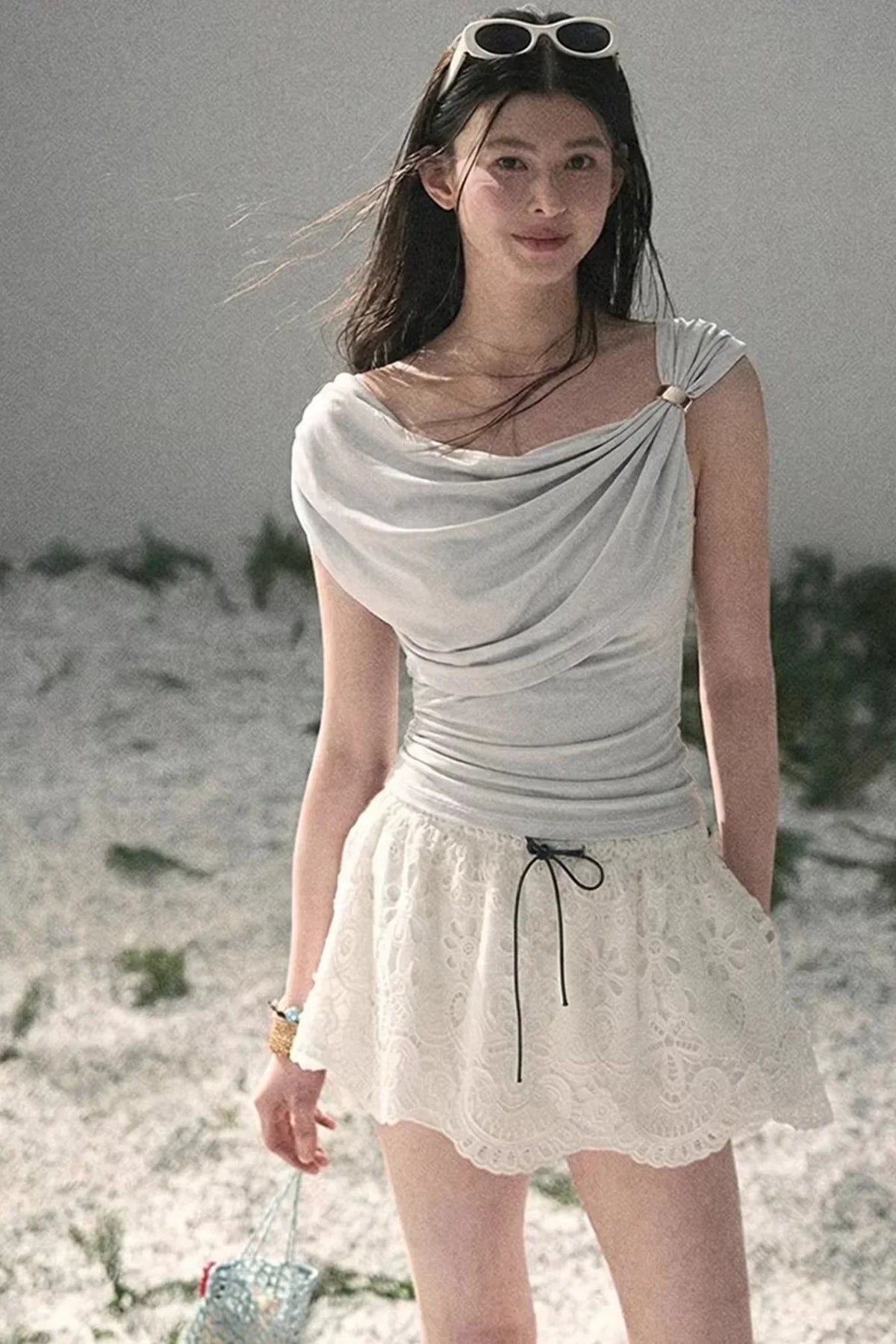 Floral Hollow-Out Puffy Skirt