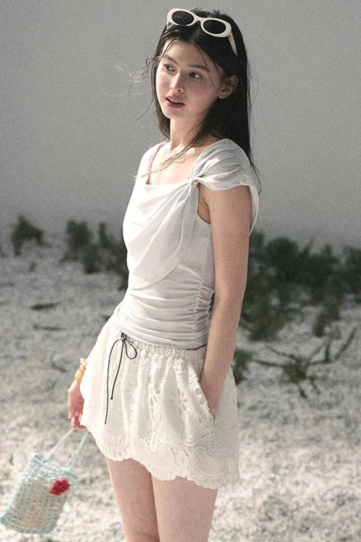 Floral Hollow-Out Puffy Skirt