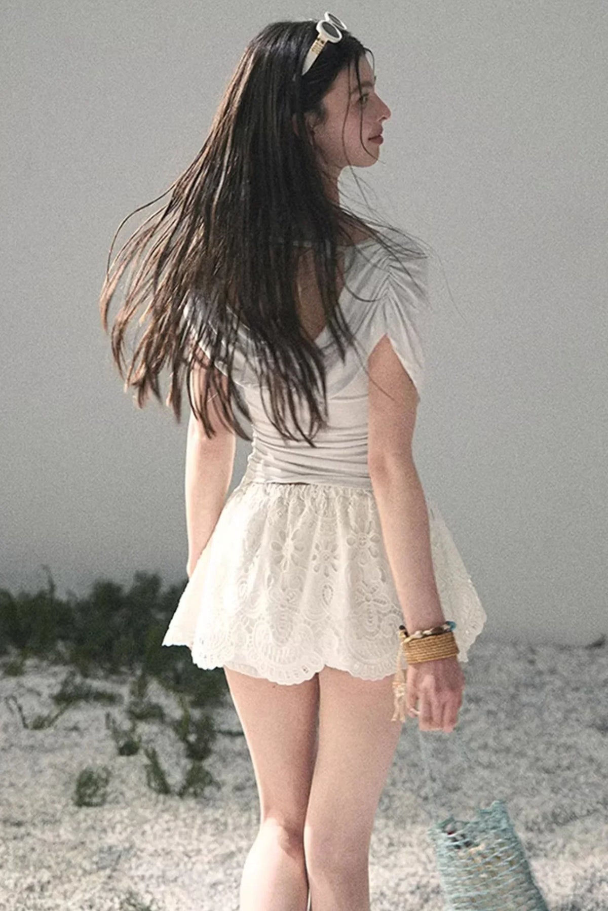 Floral Hollow-Out Puffy Skirt