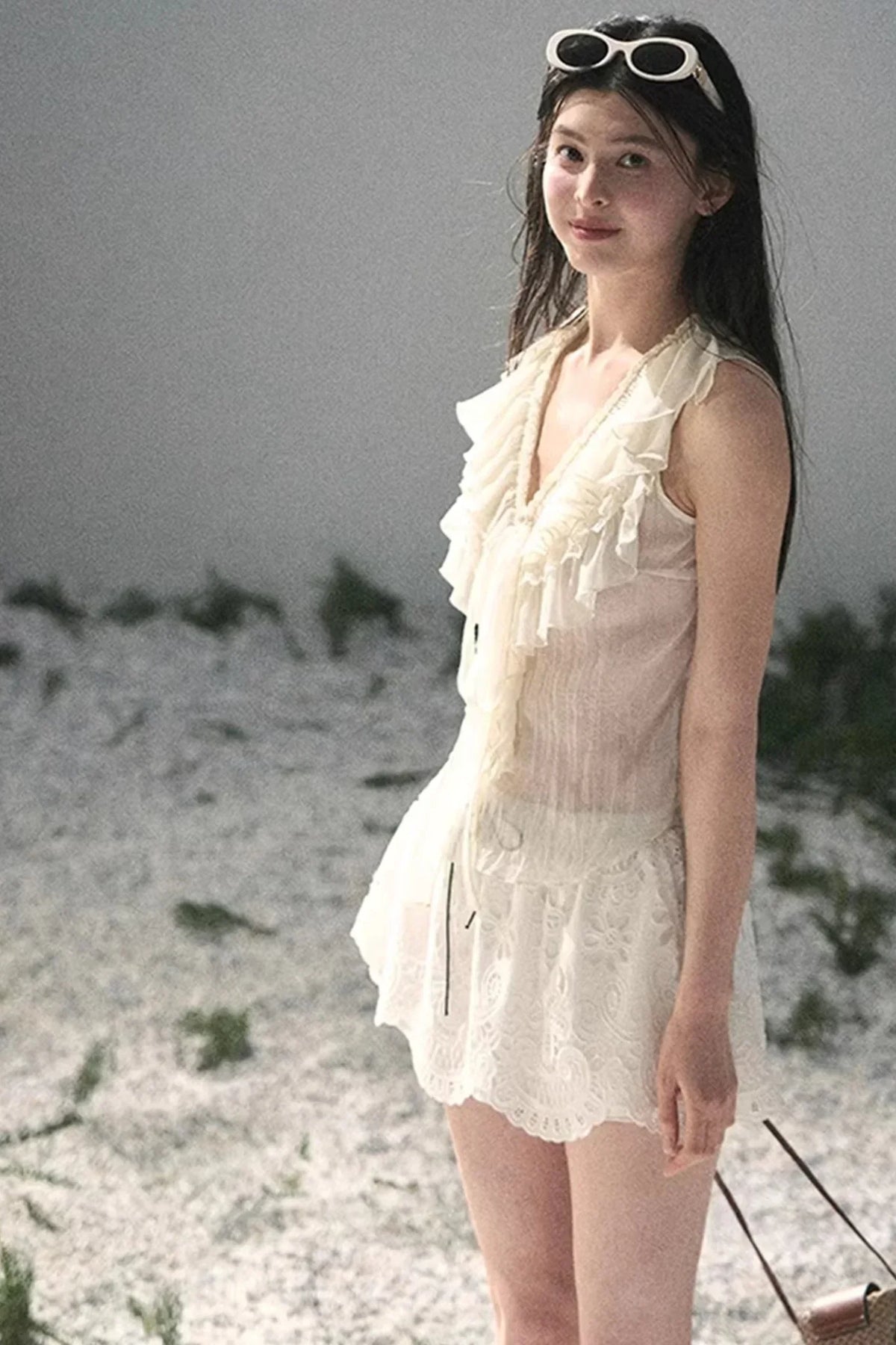 Floral Hollow-Out Puffy Skirt