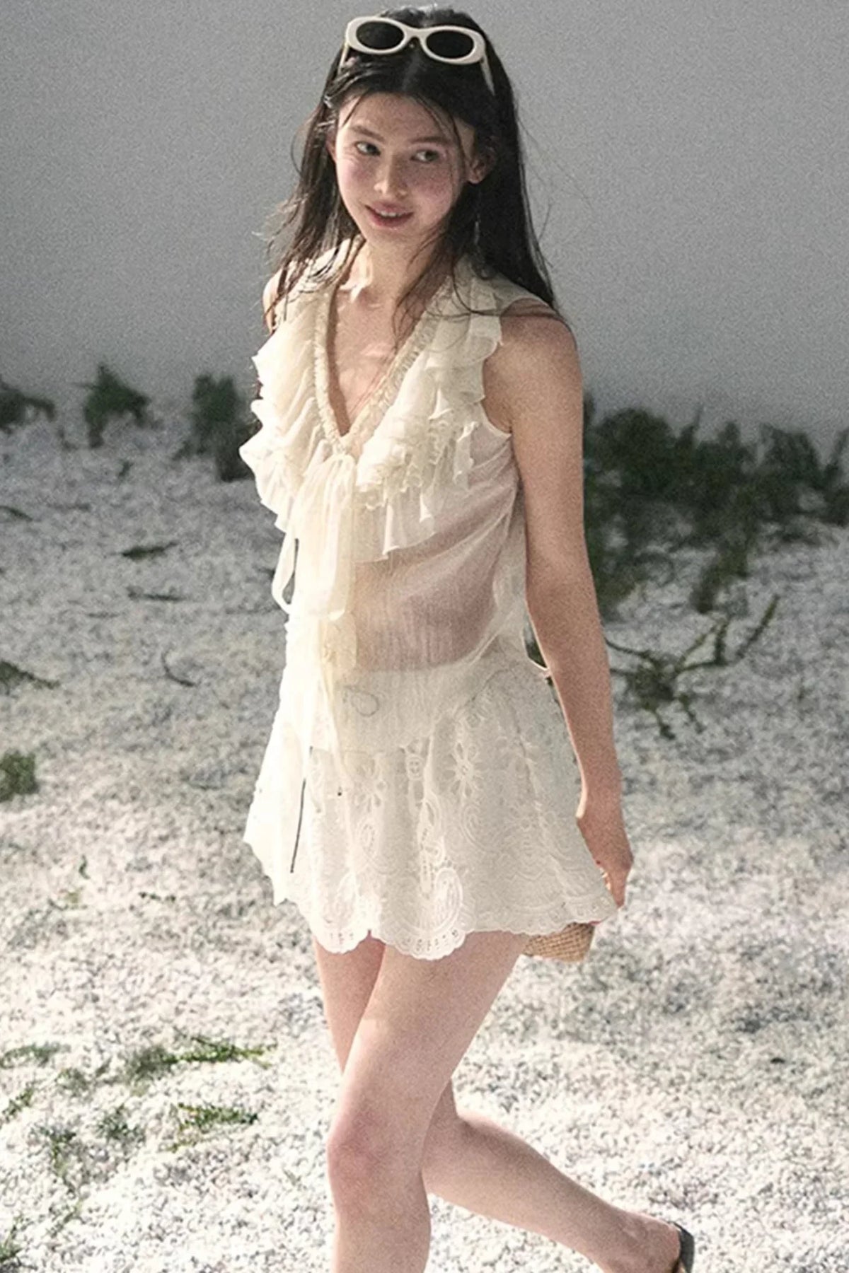 Floral Hollow-Out Puffy Skirt