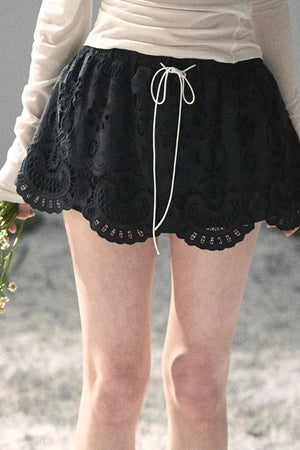 Floral Hollow-Out Puffy Skirt