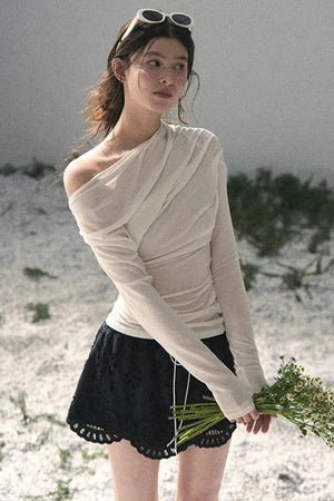 Floral Hollow-Out Puffy Skirt