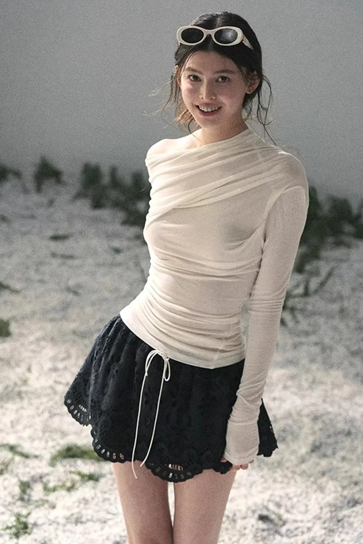 Floral Hollow-Out Puffy Skirt