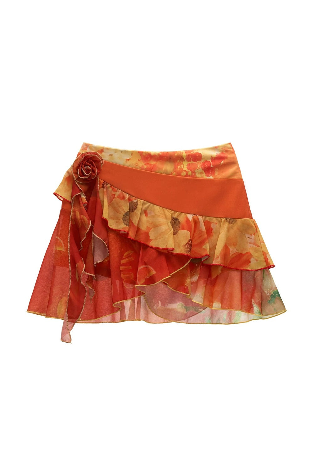 Floral Irregular Layered Skirt