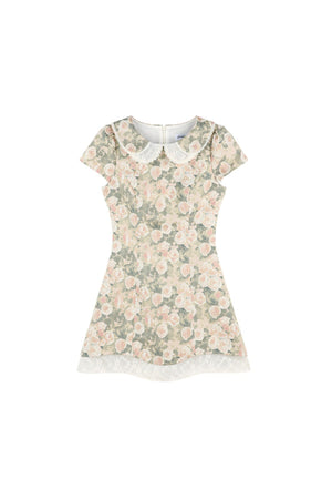 Floral Jacquard Doll Collar Dress