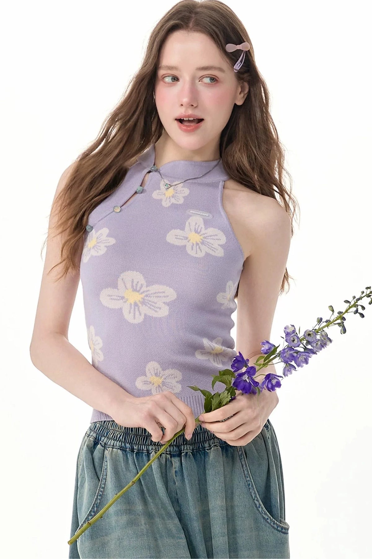 Floral Knit Halter Top