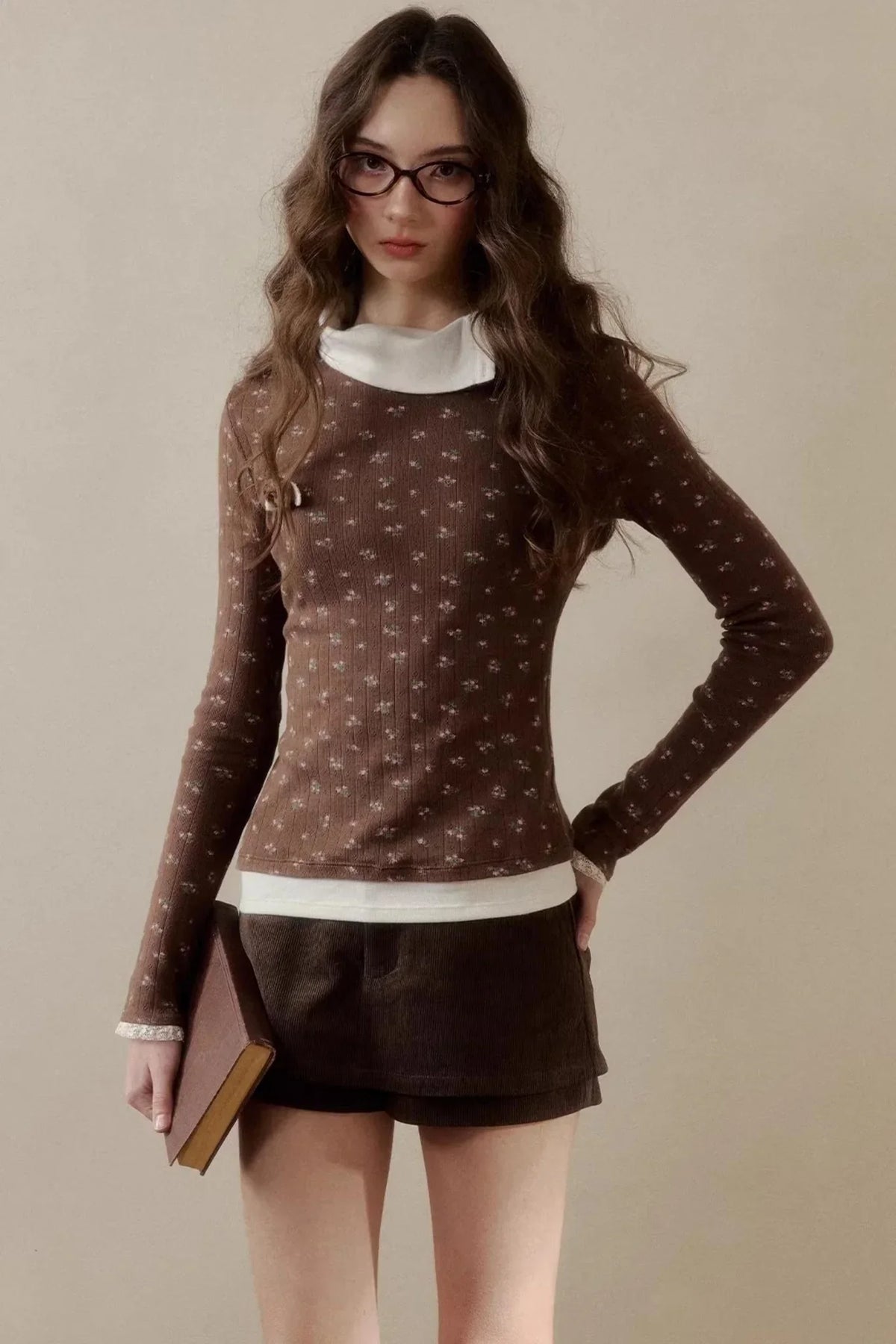 Floral Knit Long-Sleeve Top