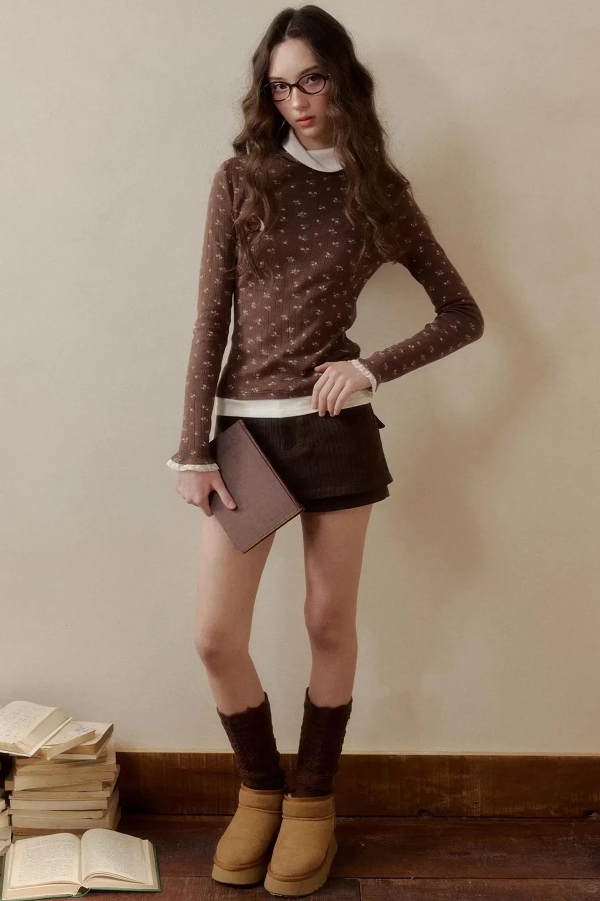 Floral Knit Long-Sleeve Top