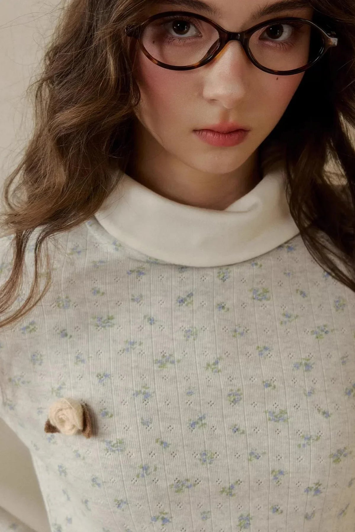 Floral Knit Long-Sleeve Top