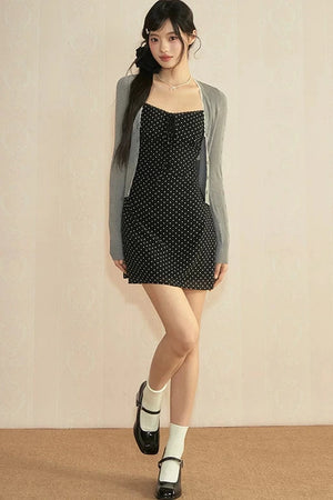 Floral Lace Camisole Dress & Cardigan Set-Up