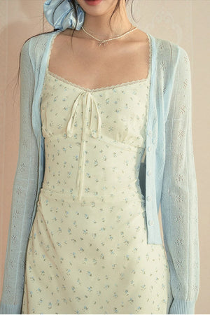 Floral Lace Camisole Dress & Cardigan Set-Up