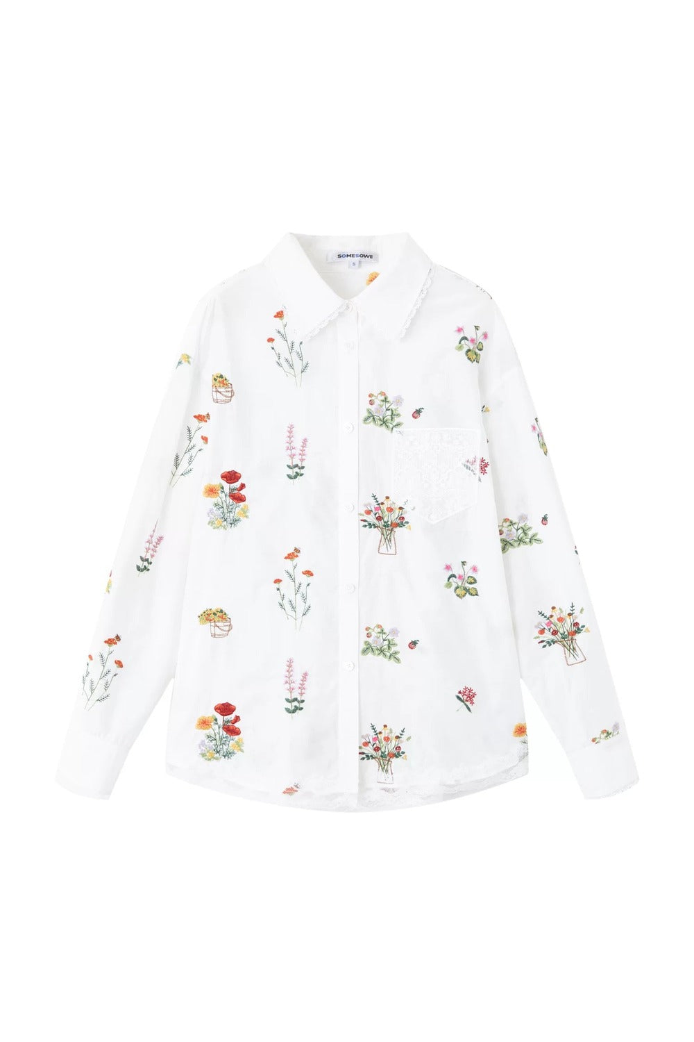Floral Lace Embroidery Blouse & Skirt Set-Up