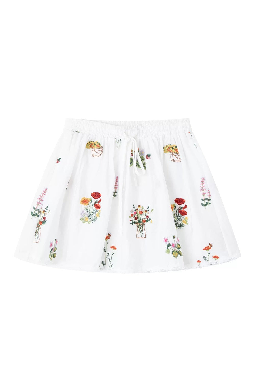 Floral Lace Embroidery Blouse & Skirt Set-Up