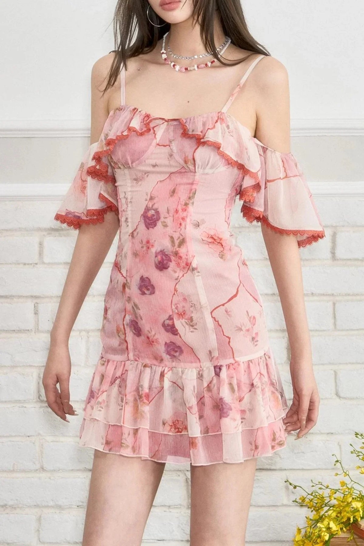 Floral Lace Halter Dress