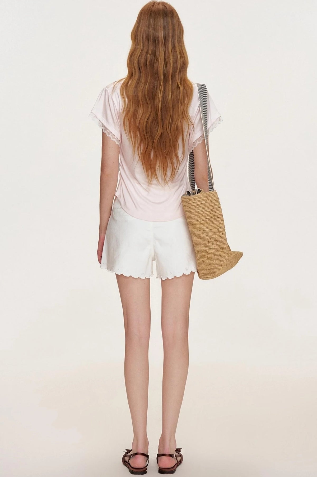 Floral Lace Shirring Short Sleeve T-Shirt