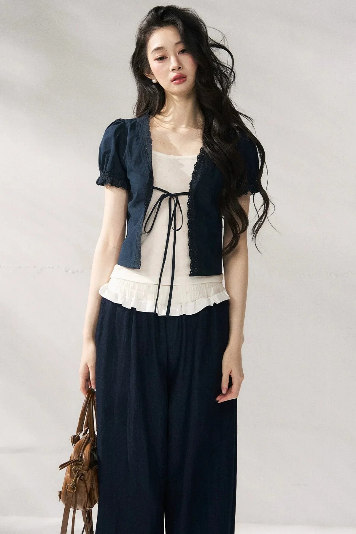 Floral Lace Suspender Cardigan Set-Up