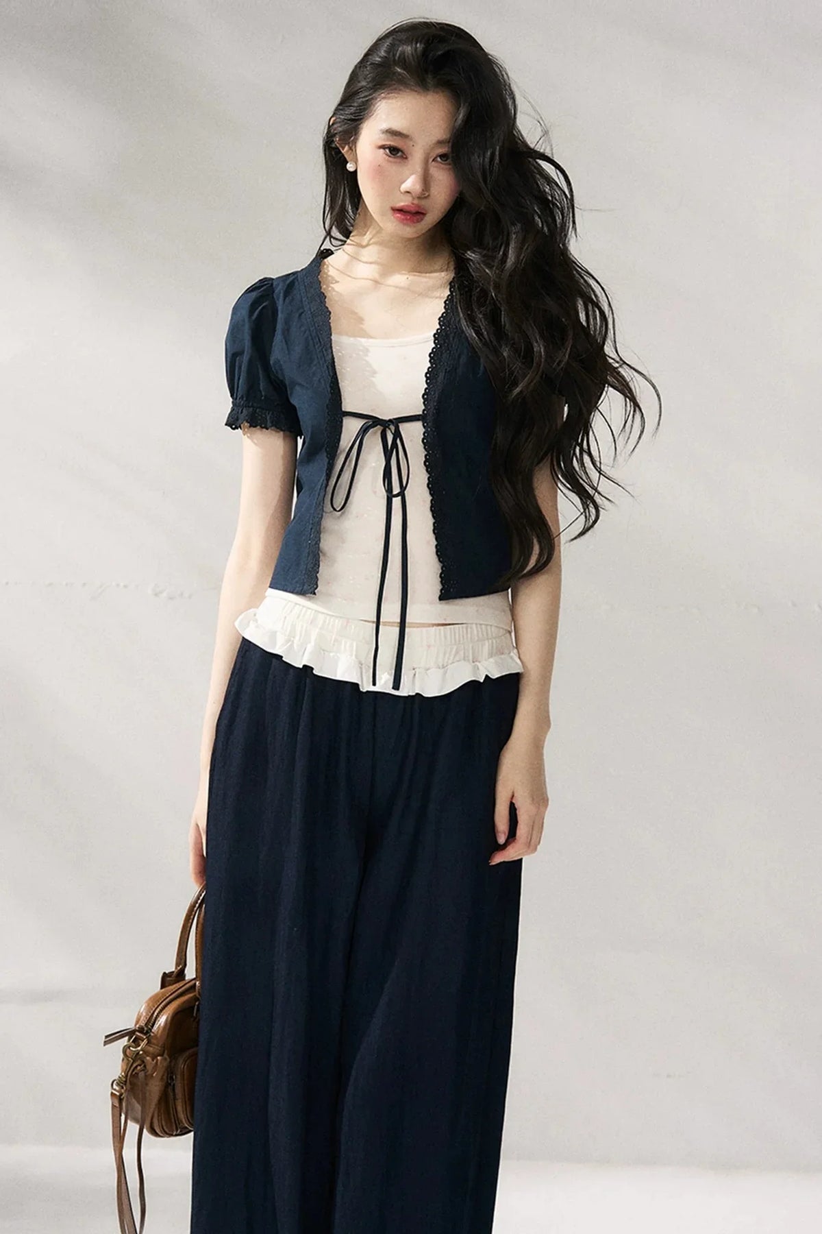 Floral Lace Suspender Cardigan Set-Up