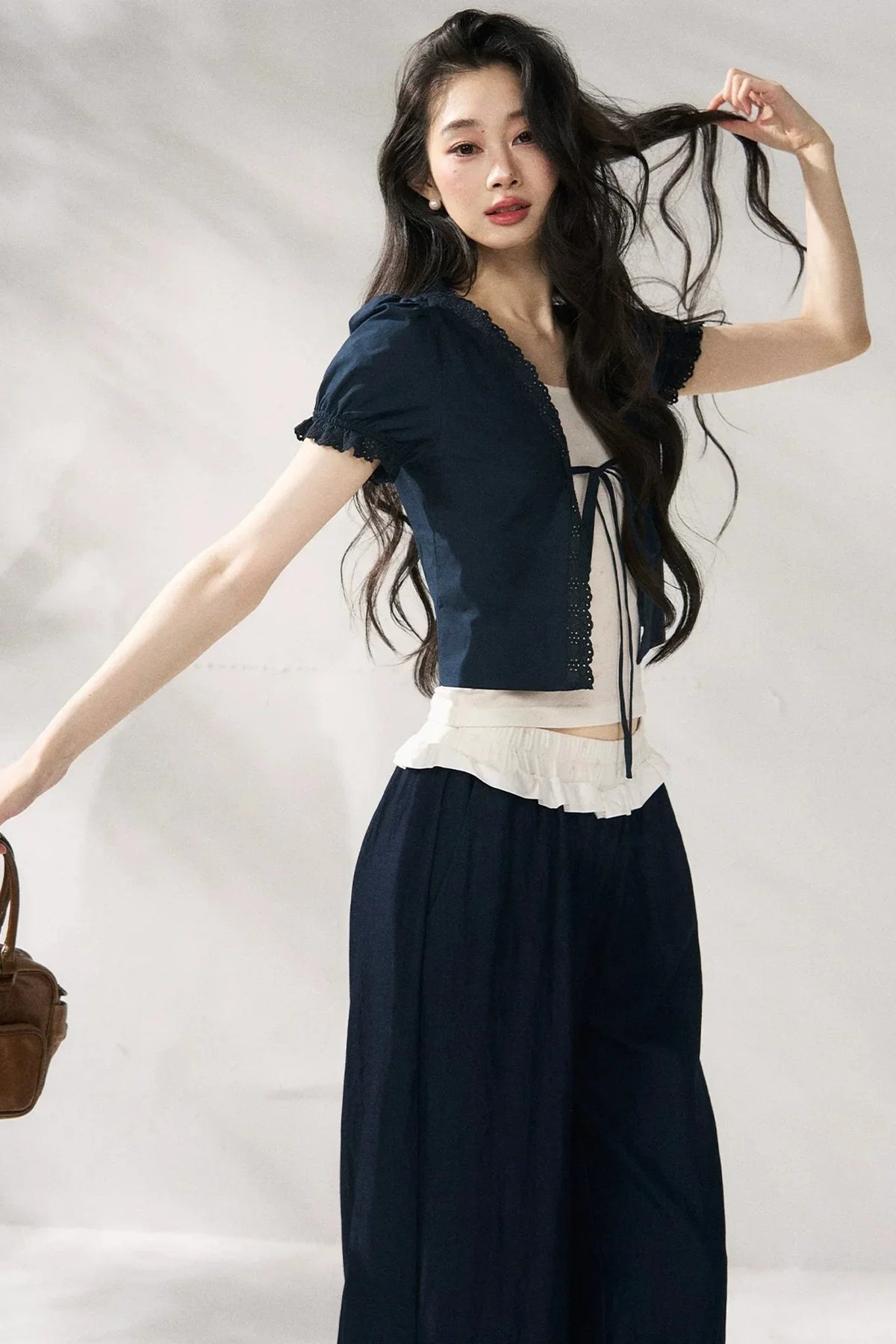 Floral Lace Suspender Cardigan Set-Up